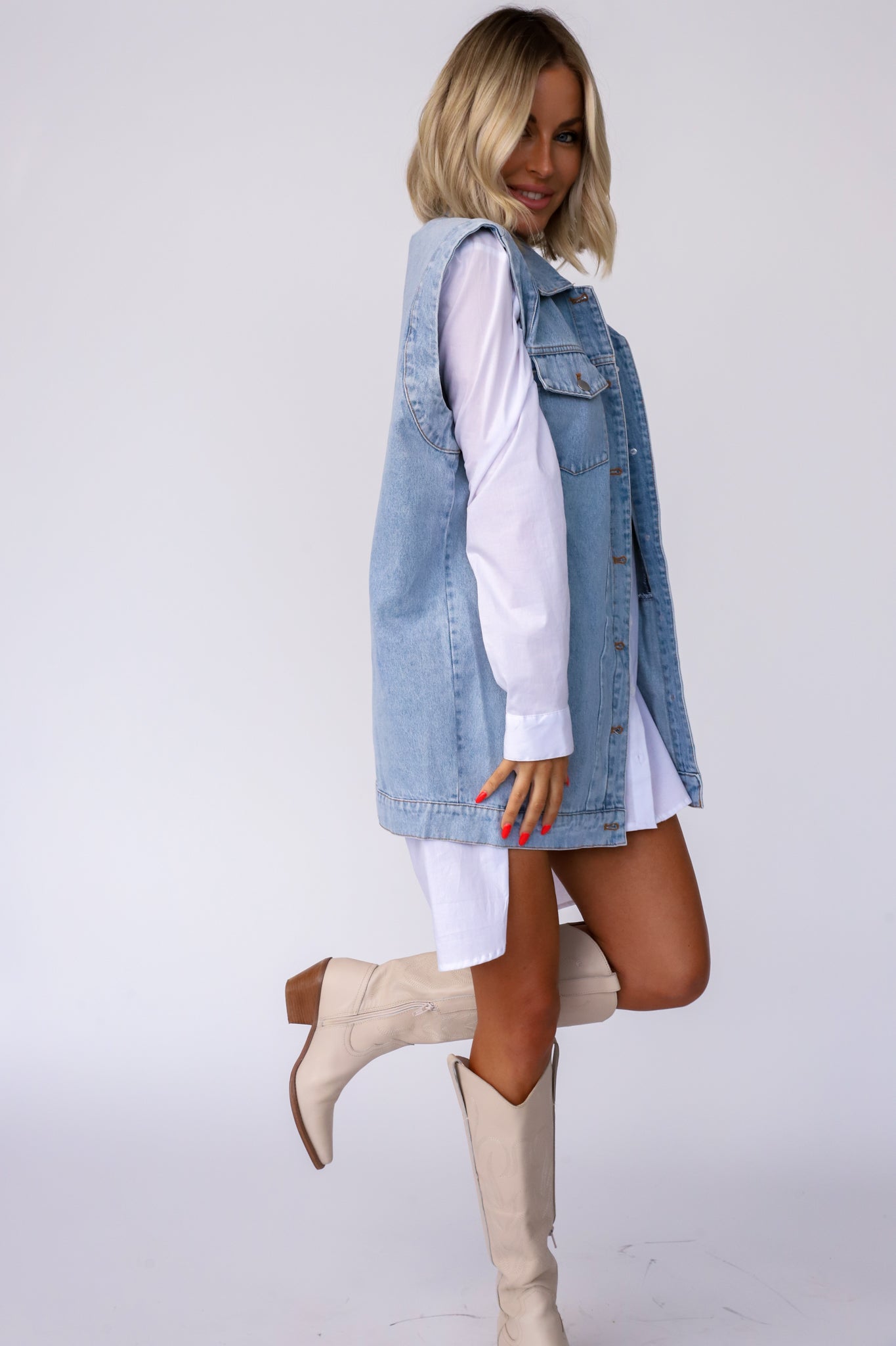 All Around Oversized Denim Vest