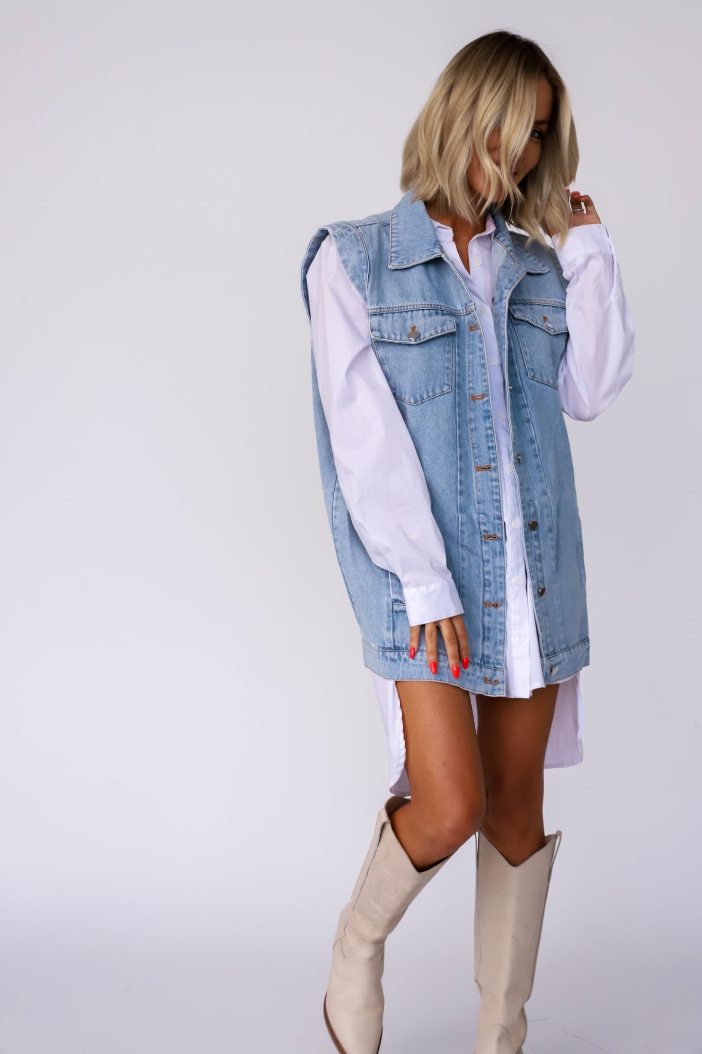 All Around Oversized Denim Vest