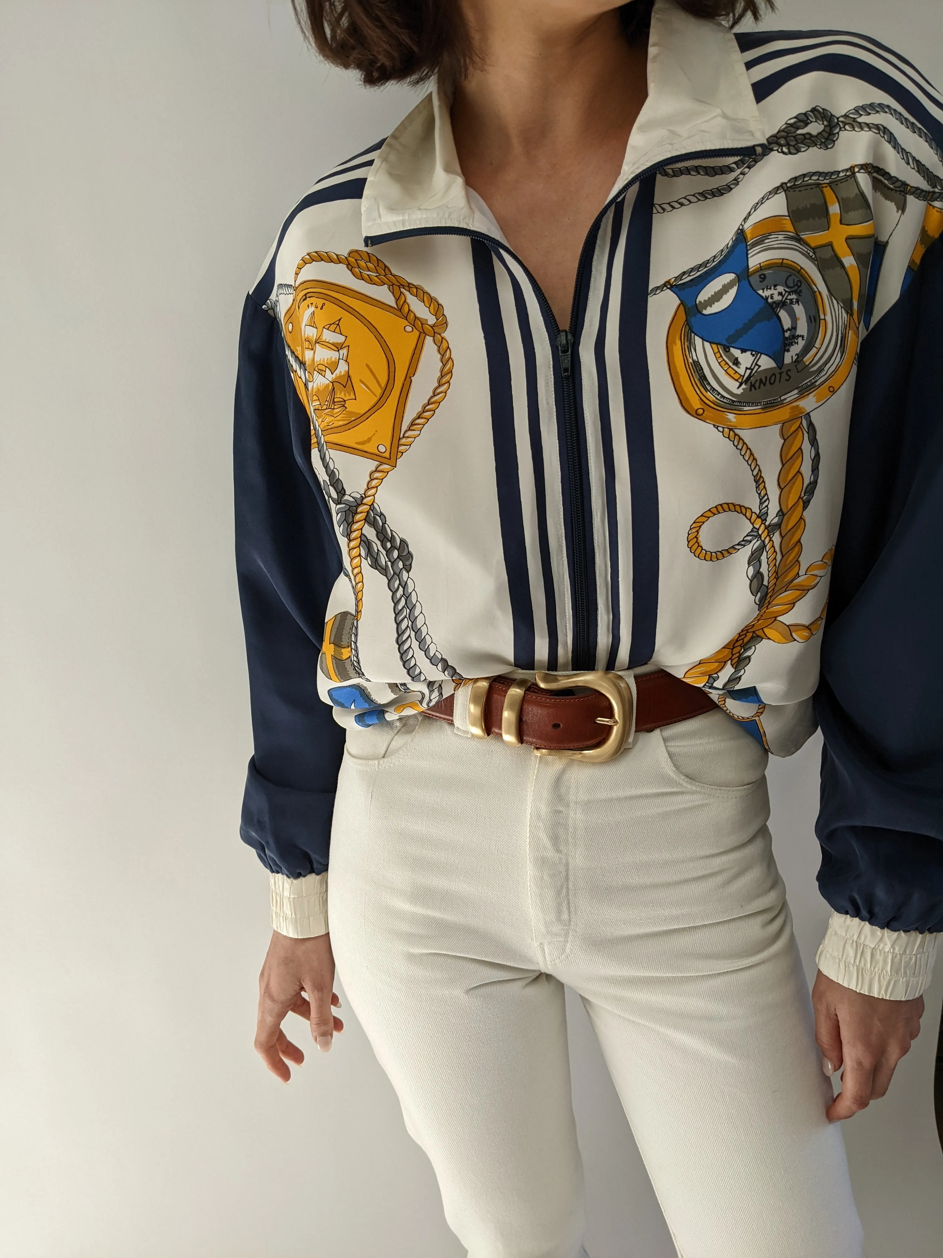 Amazing Vintage Nautical-Themed Silk Bomber