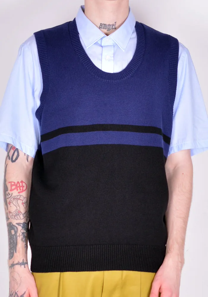 ARTE SS22-115K KARL MEIO KNIT VEST BLACK/NAVY