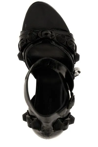 BALENCIAGA Soft Raffia Heeled Sandals for Women - Black