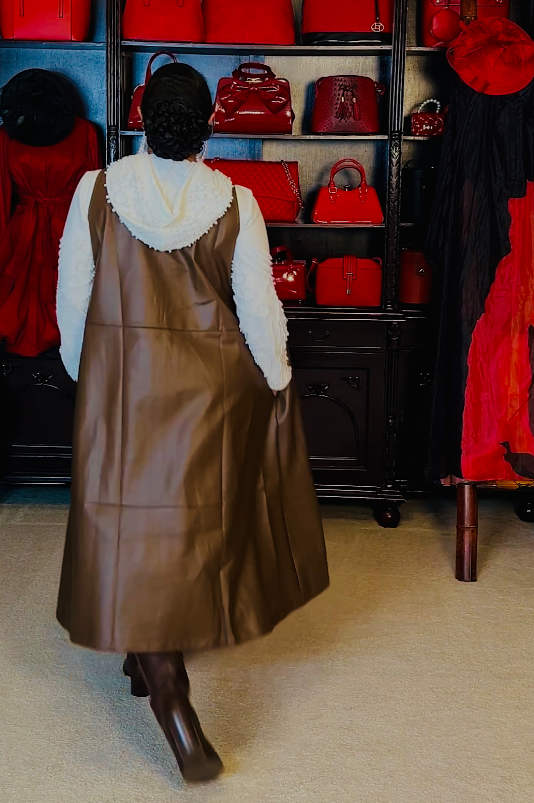 Beautiful Brown Faux Leather Long Vest