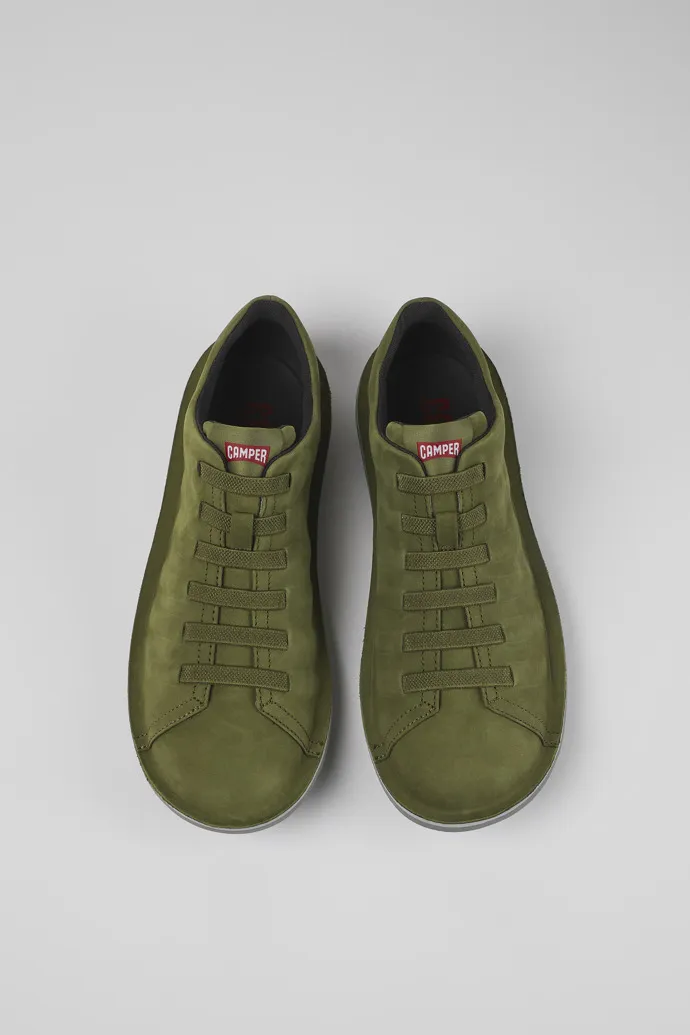 Beetle Green Nubuck Low Sneaker for Men