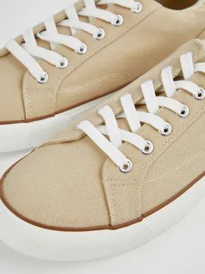 Beige Canvas Lace Up Trainers | Men | George at ASDA