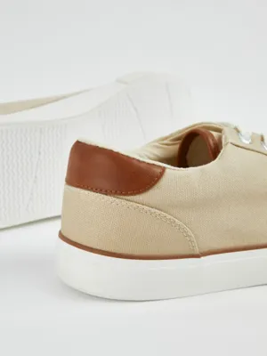 Beige Canvas Lace Up Trainers | Men | George at ASDA