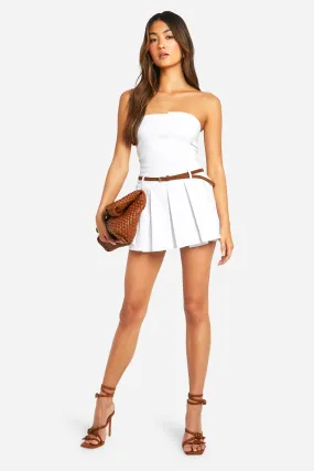 Belt Trim Skort Romper