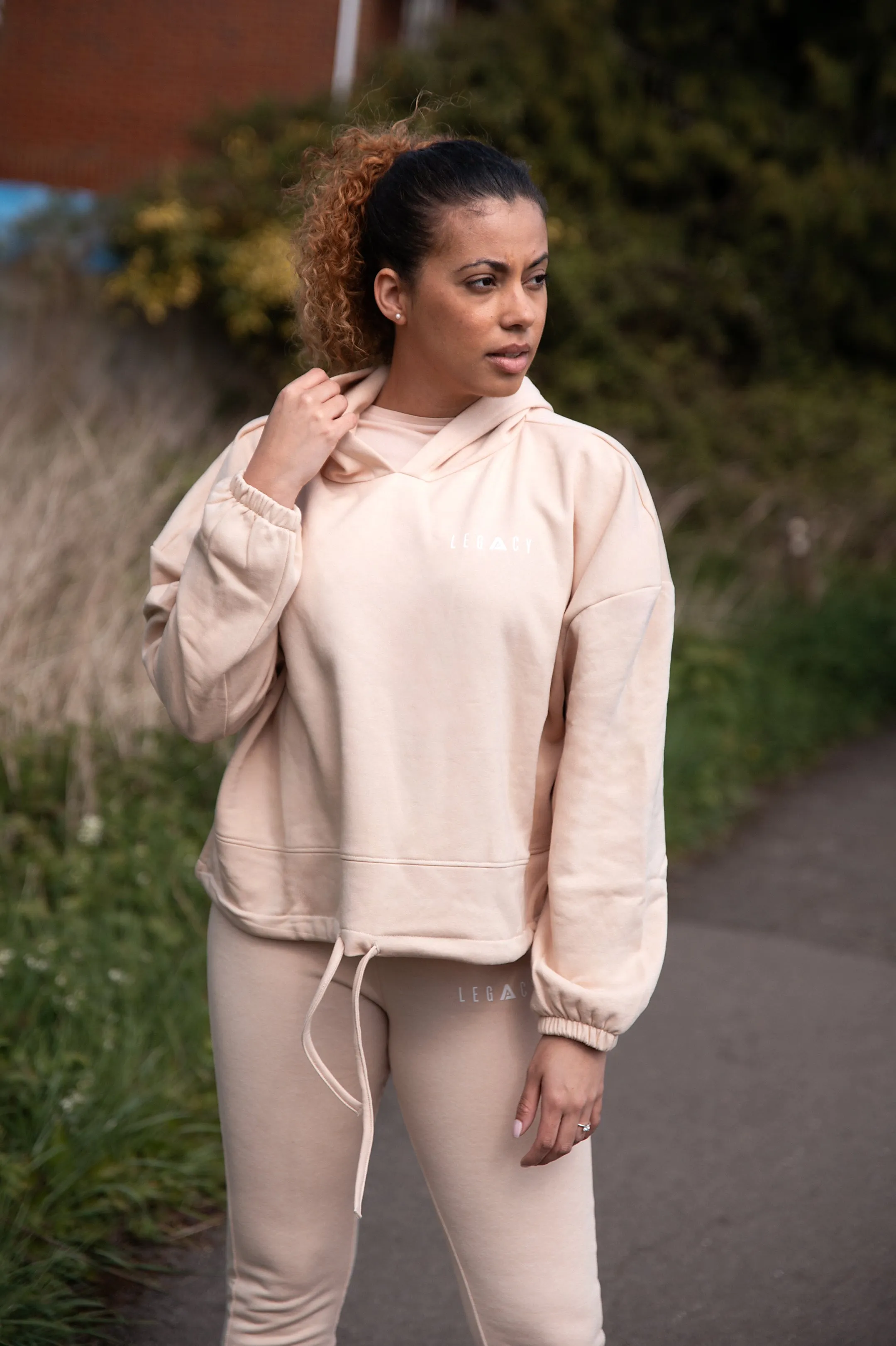 Better Never Stops Cropped Oversized Hoodie Soft Pink