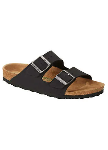 Birkenstock Men’s Arizona Earthy Vegan Birko-Flor Nubuck Black Sandals | Grattan