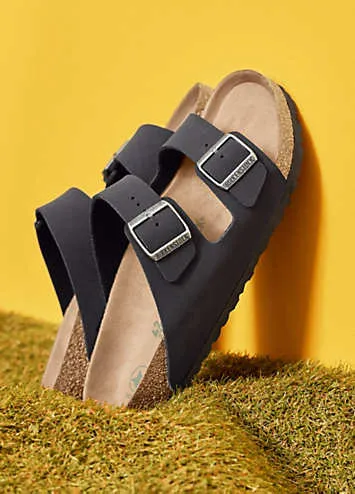 Birkenstock Men’s Arizona Earthy Vegan Birko-Flor Nubuck Black Sandals | Grattan