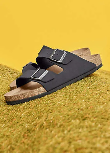 Birkenstock Men’s Arizona Earthy Vegan Birko-Flor Nubuck Black Sandals | Grattan