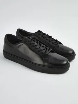 Black Leather Cupsole Trainers | Men | George at ASDA