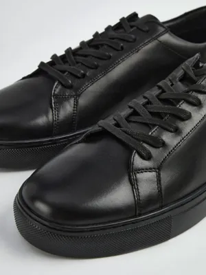 Black Leather Cupsole Trainers | Men | George at ASDA