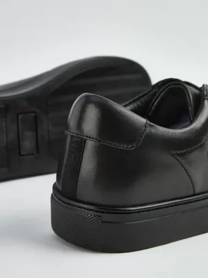 Black Leather Cupsole Trainers | Men | George at ASDA