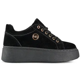 Black women's sneakers with a thick sole