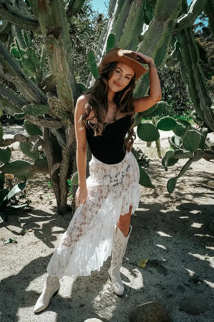 Boho Breeze Lace Ruffle Skirt