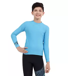 Boy's Long Sleeve Suntop - Picton Blue  &  Black