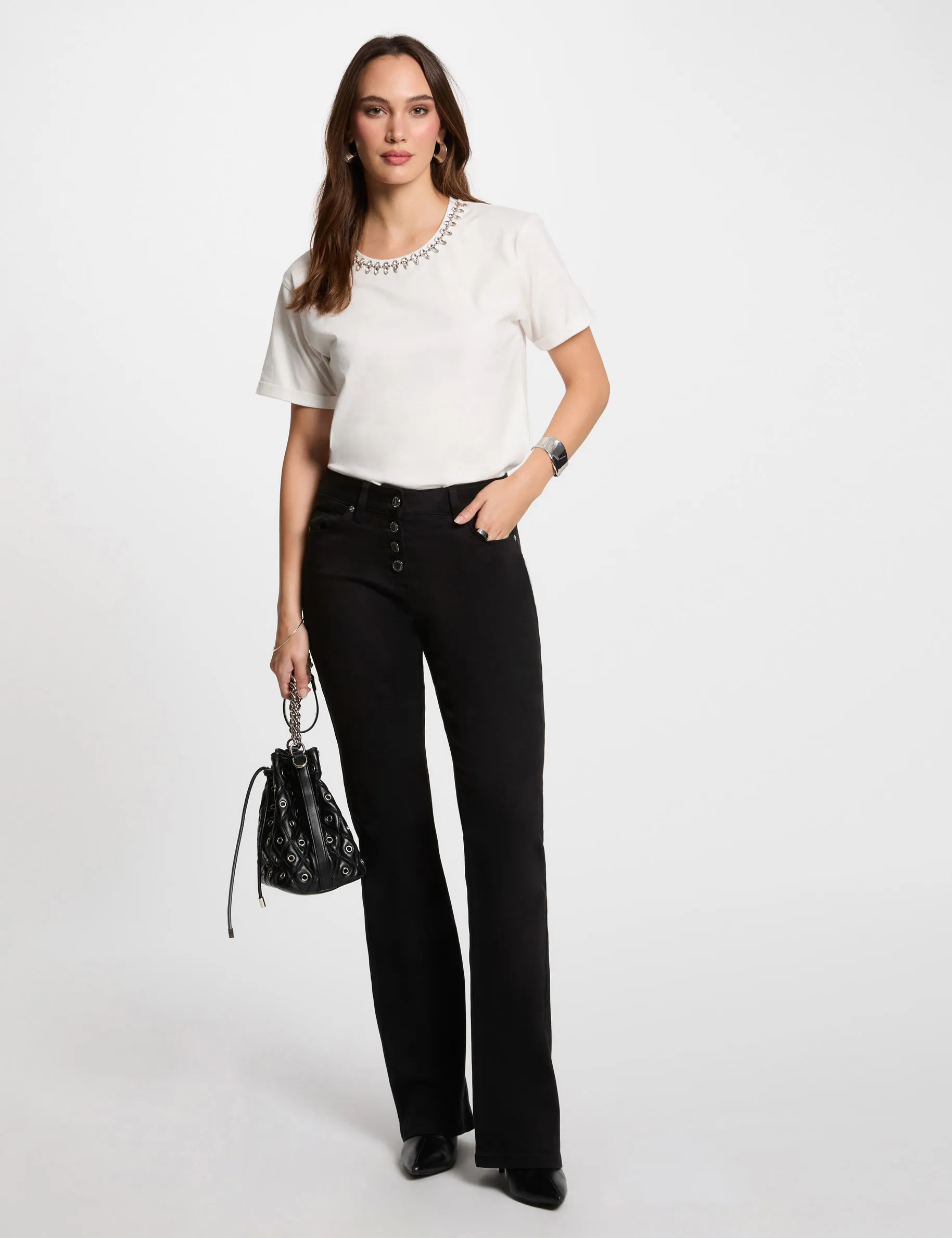 Buttoned bootcut trousers black women