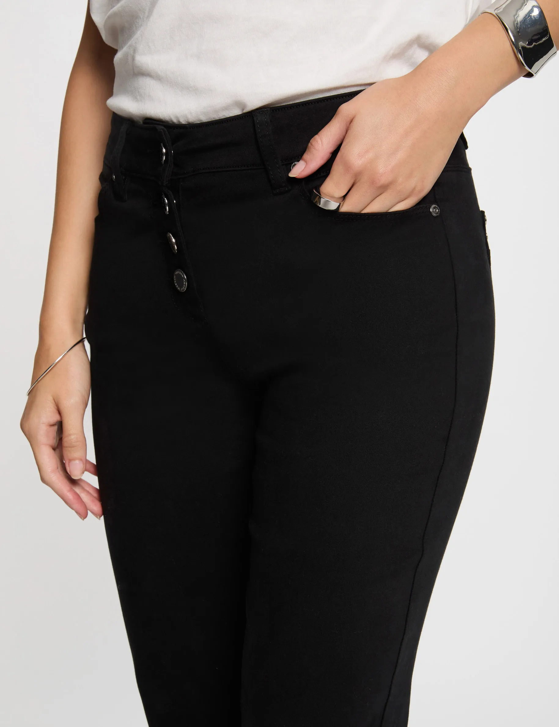 Buttoned bootcut trousers black women