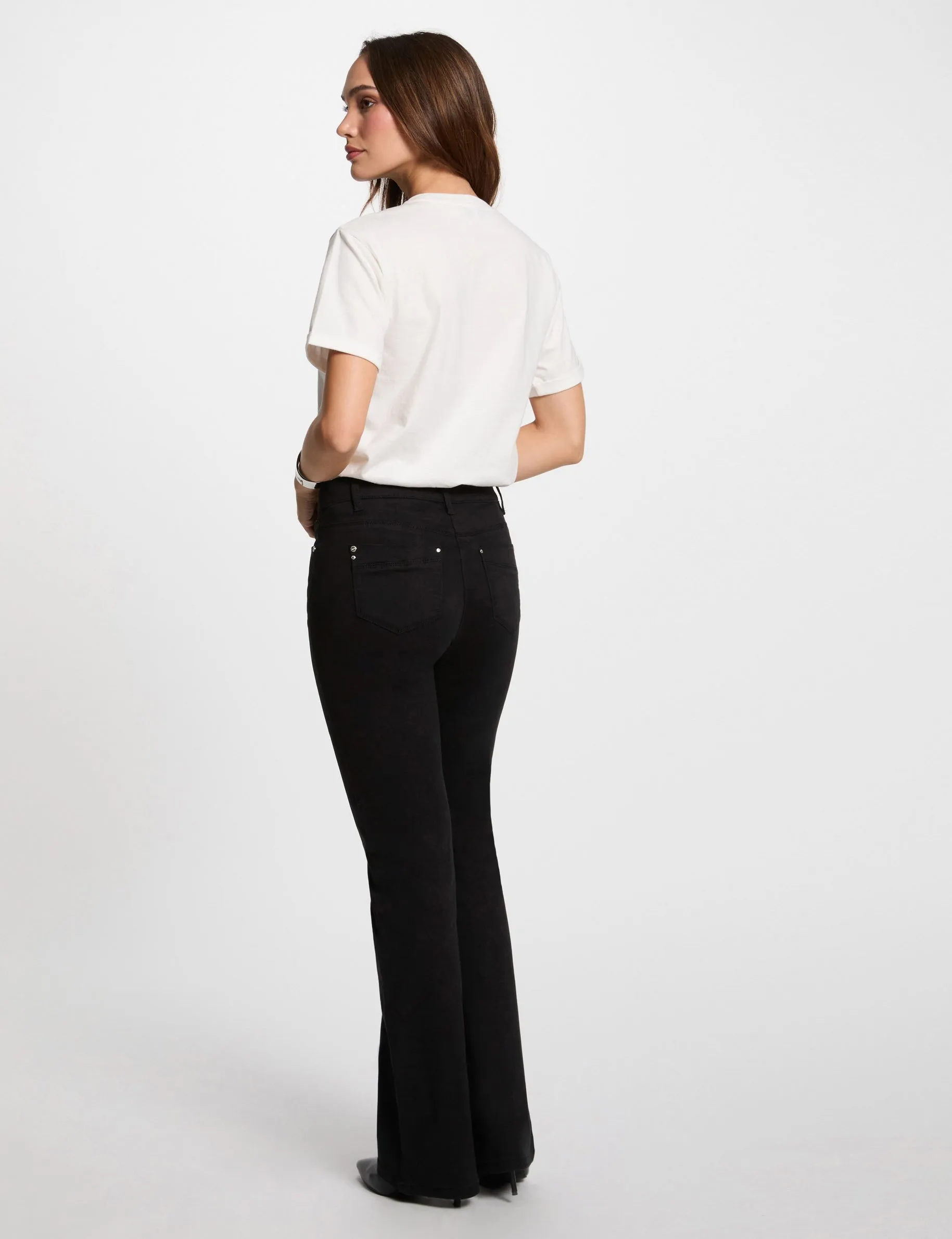 Buttoned bootcut trousers black women