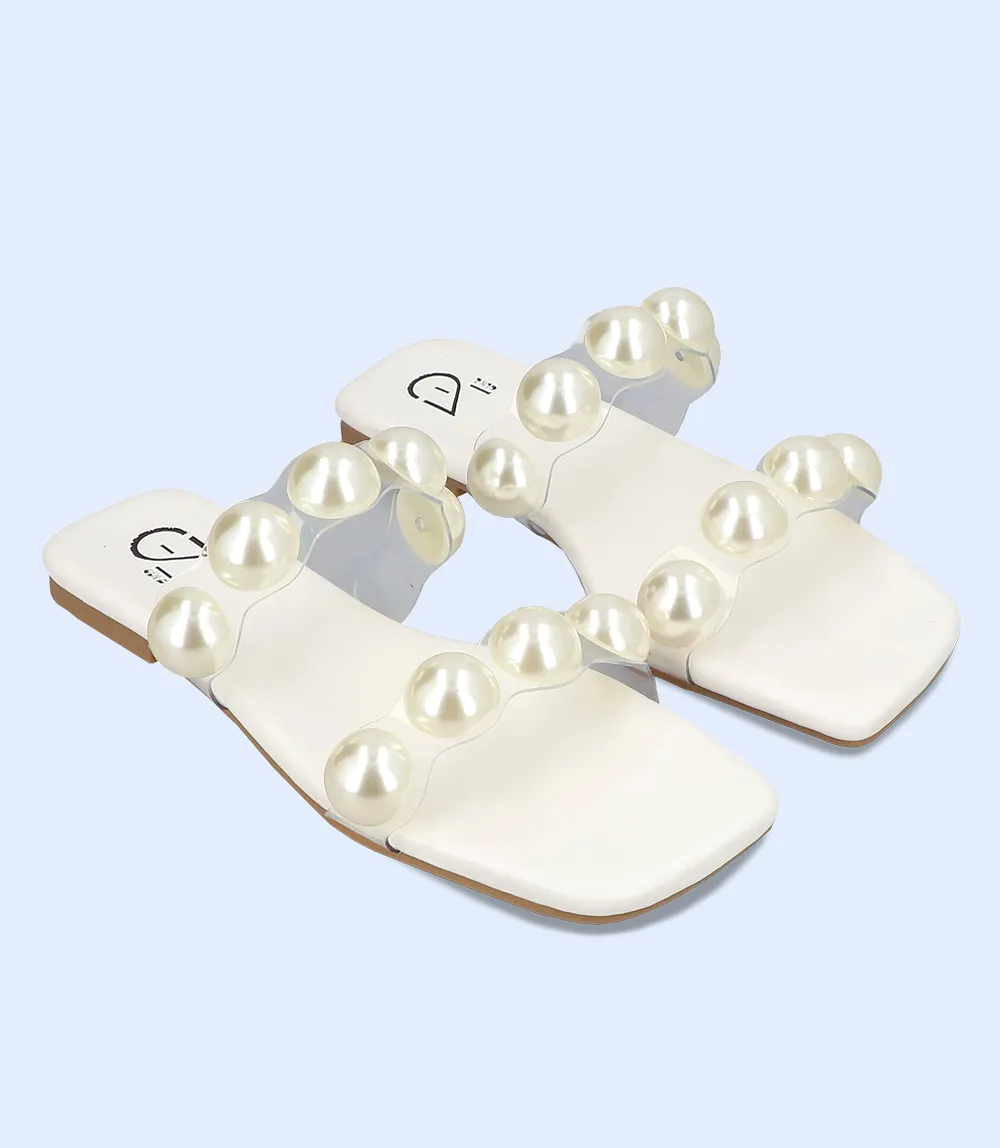 BW9291-WHITE-Women Slipper