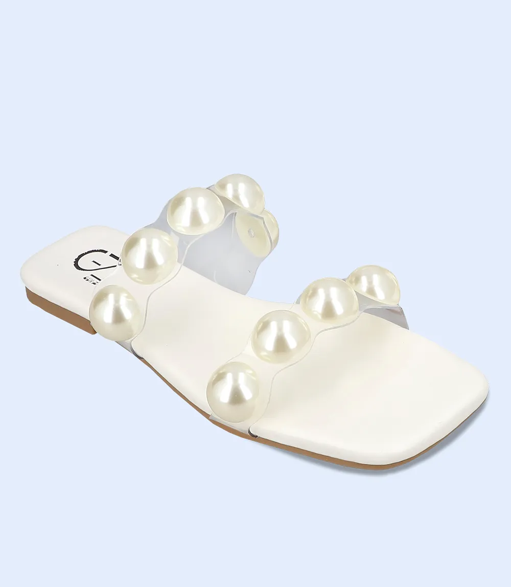 BW9291-WHITE-Women Slipper