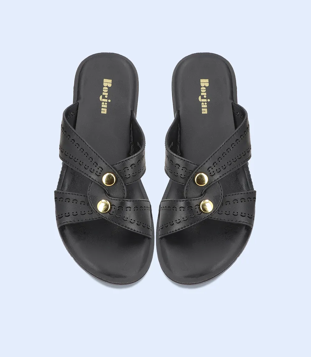 BW9374-BLACK-Women Casual Slippers