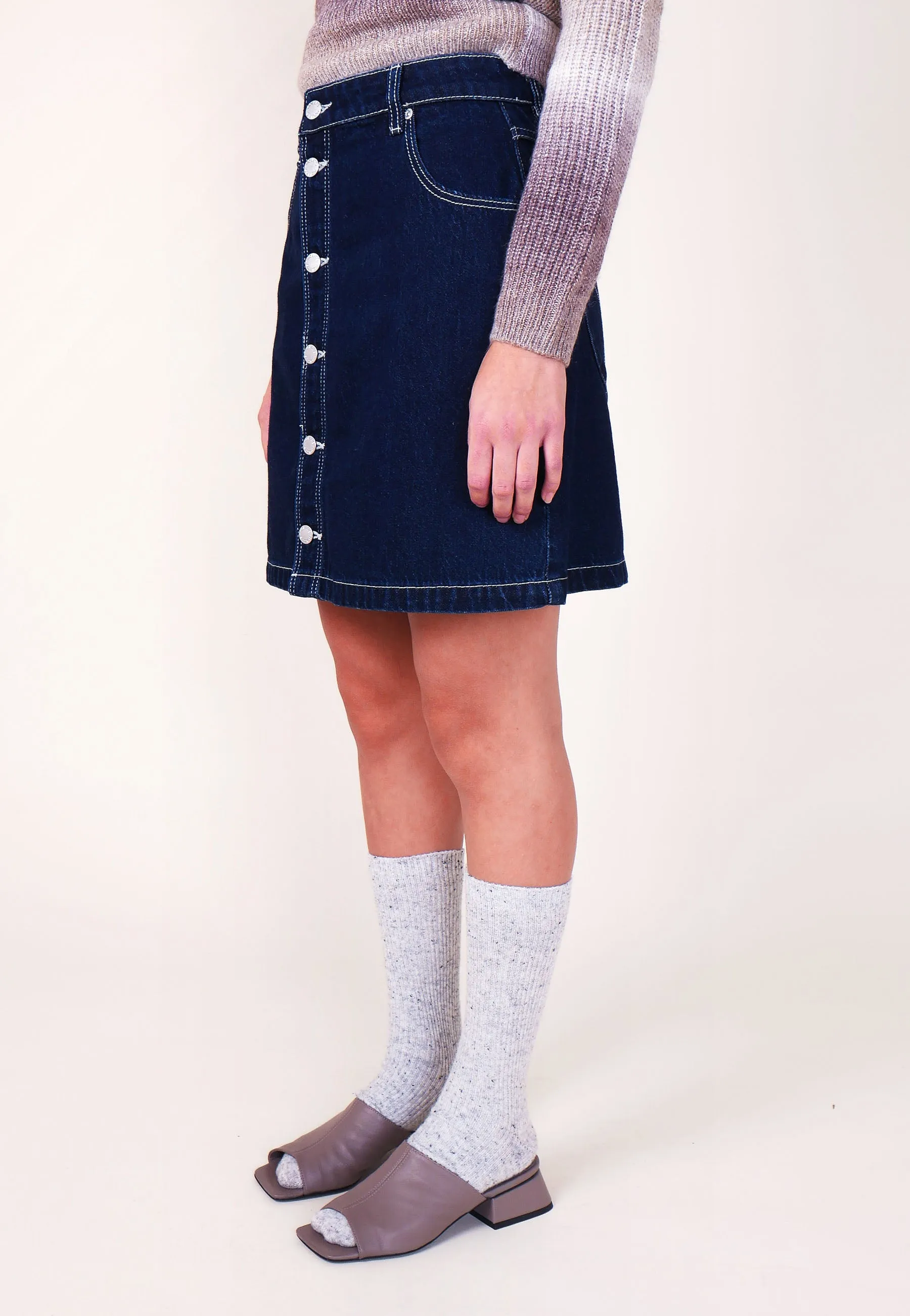 Dante A-Line Mini Skirt - Organic Dark Blue