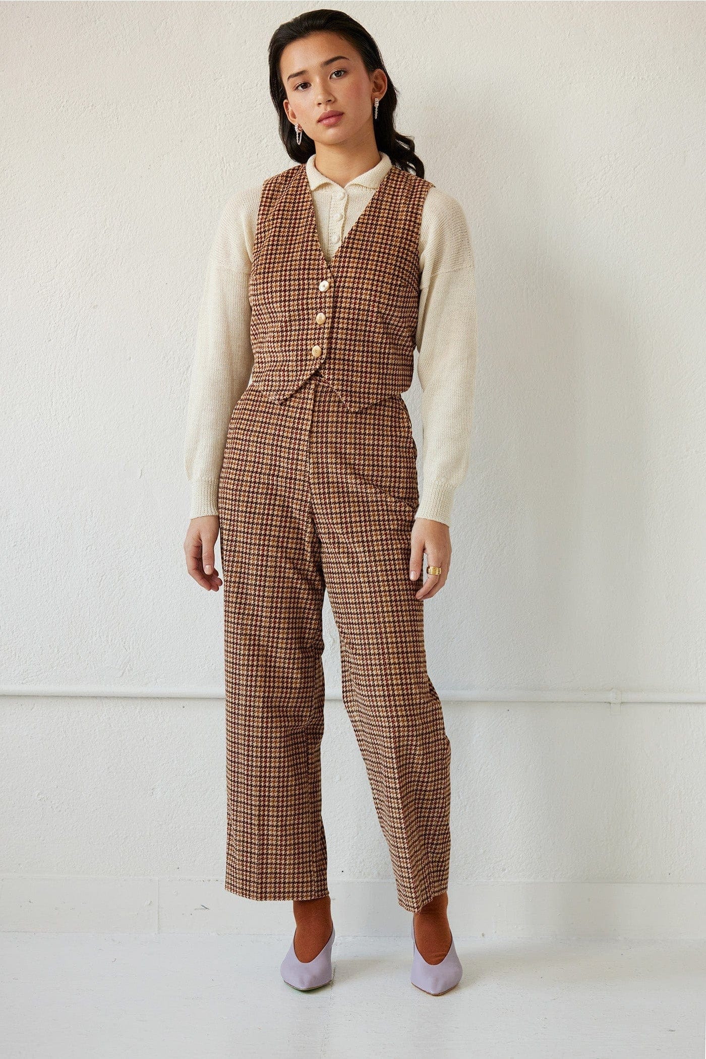 Diane Vest in Italian Houndstooth Corduroy