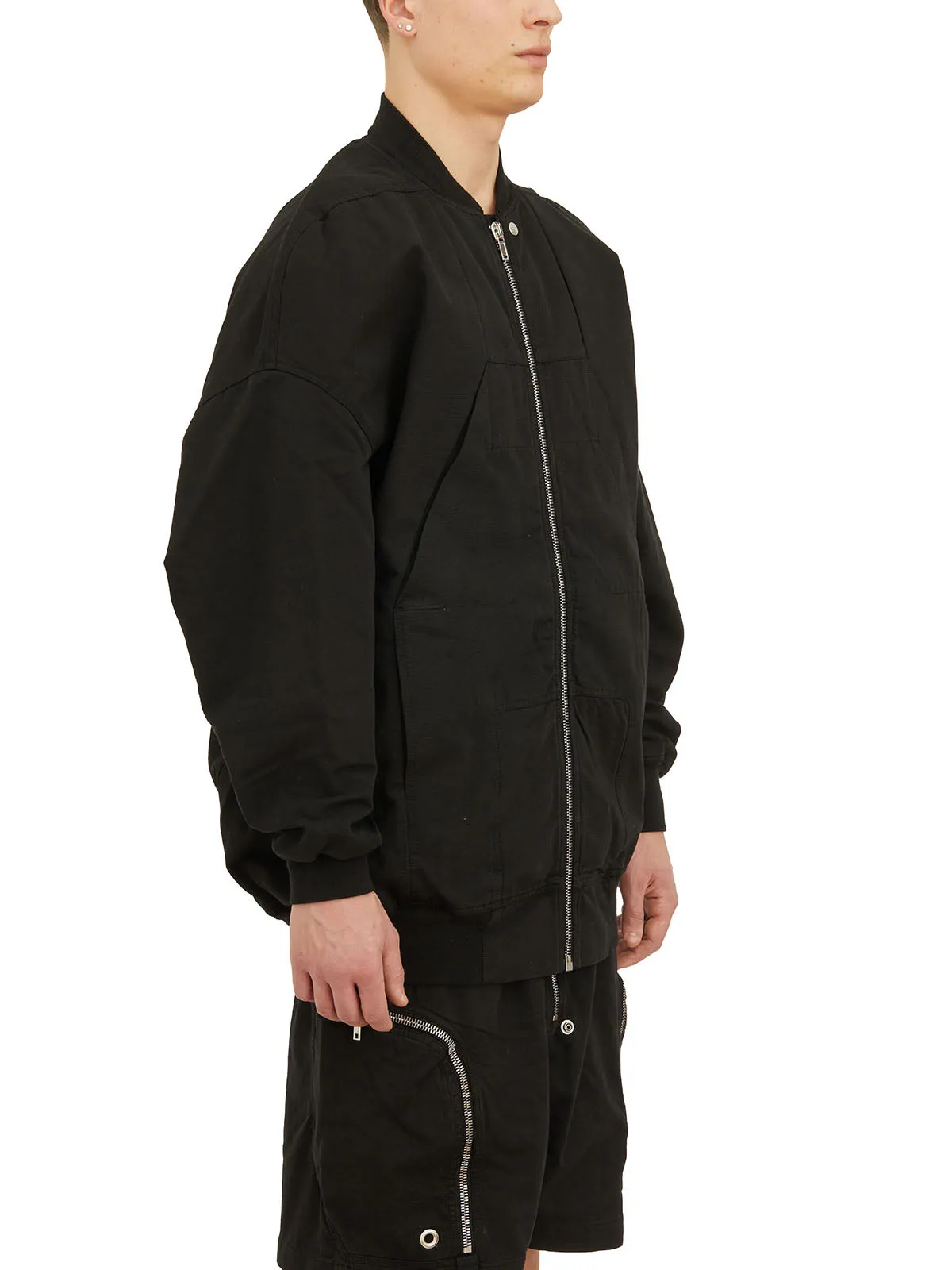 DRKSHDW Men's Black Ribbed Cotton Hem Bomber Jacket for SS24 Season