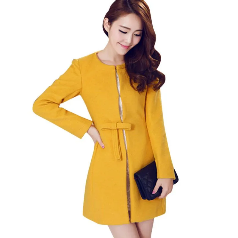 Fashion Women Wool Cashmere Long Coat Blazer Suit Coat Outwear XXL Manteau Femme SM6