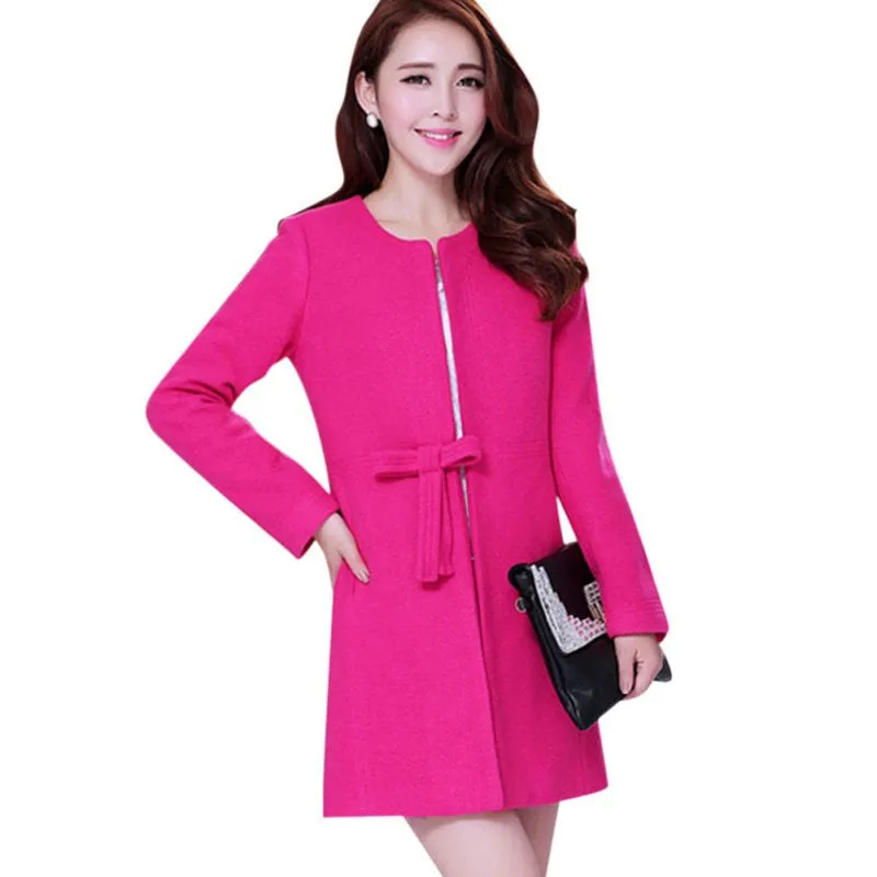 Fashion Women Wool Cashmere Long Coat Blazer Suit Coat Outwear XXL Manteau Femme SM6