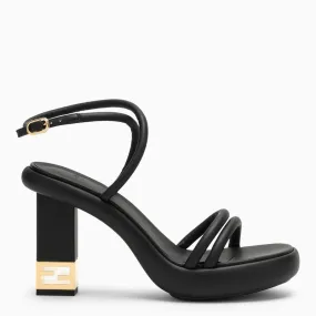 FENDI Black Leather Baguette Sandals for Women - SS23 Collection