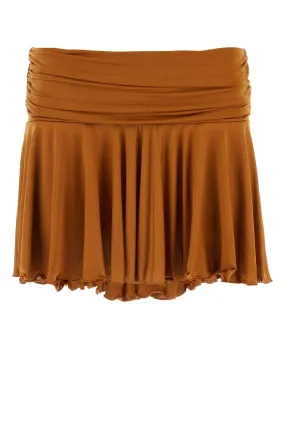 Gimaguas Caramel Stretch Polyester Mini Skirt