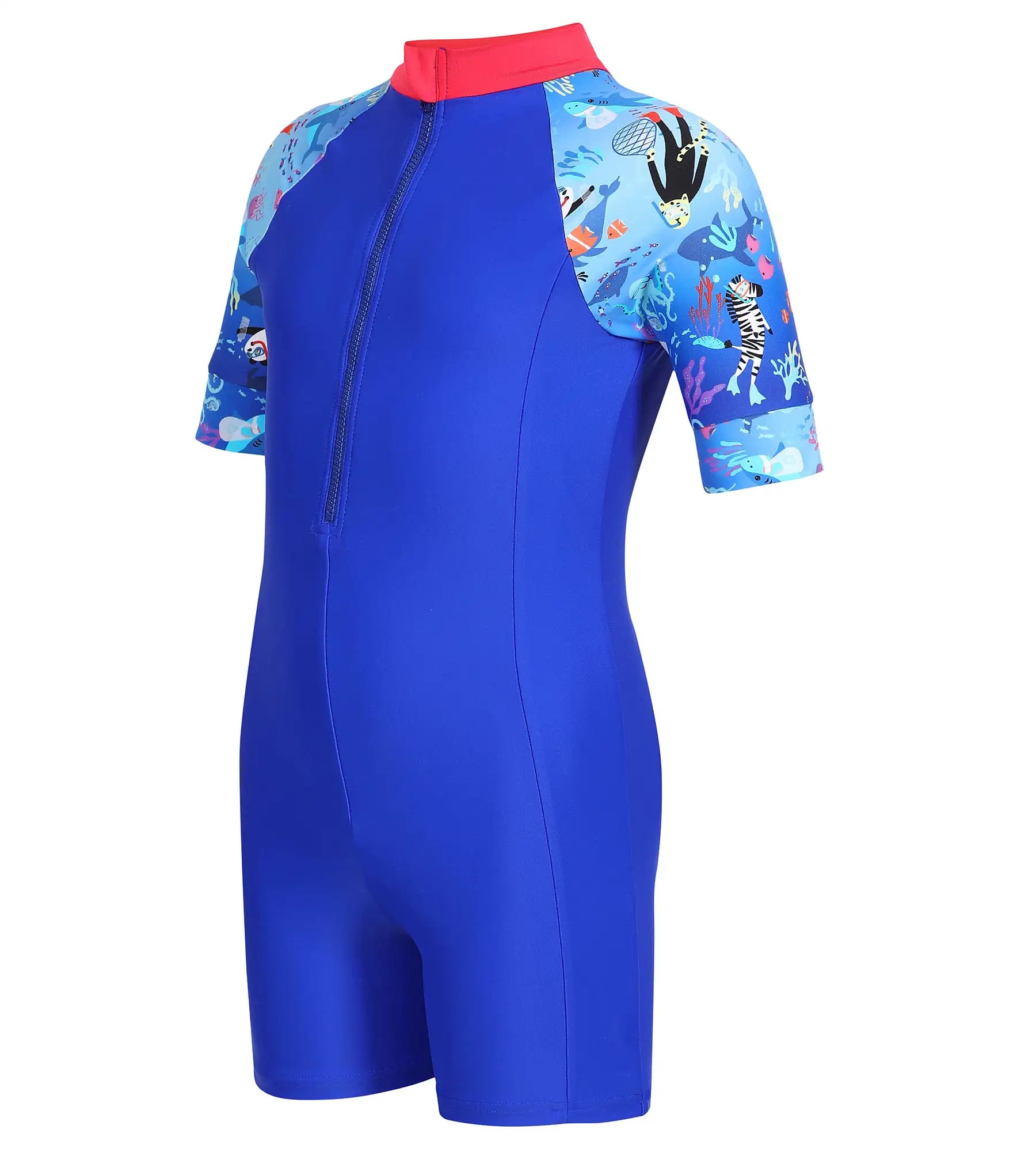 Girl's Endurance Essential All In One Suit  - Rasberry Fill & Cobalt