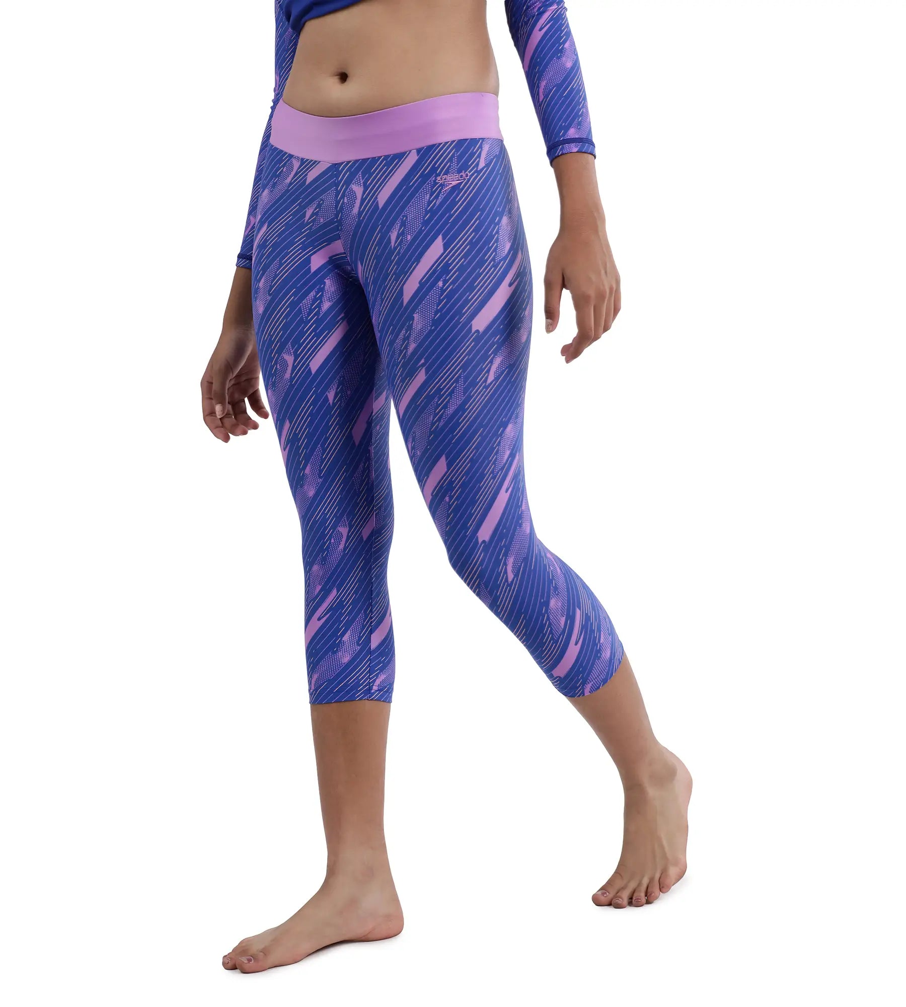 Girl's Endurance Hyperboom Printed Capri - Sweet Purple  &  True Cobalt