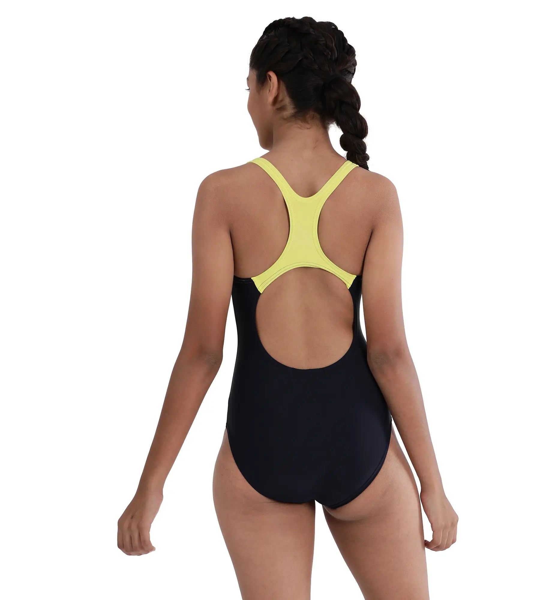 Girl's Endurance Medley Logo Muscleback Swimwear - True Navy & Lemon Drizzle