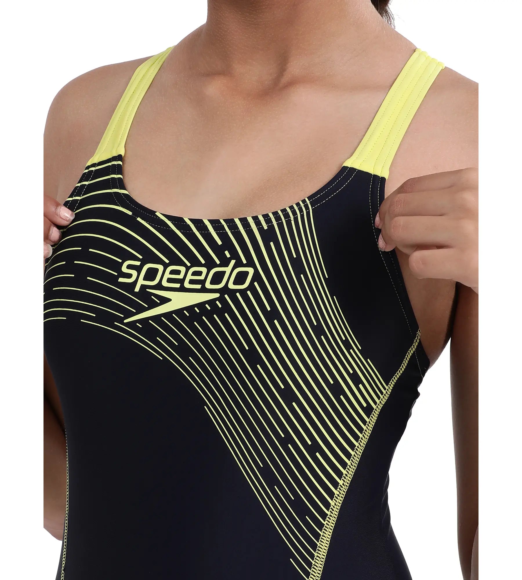 Girl's Endurance Medley Logo Muscleback Swimwear - True Navy & Lemon Drizzle