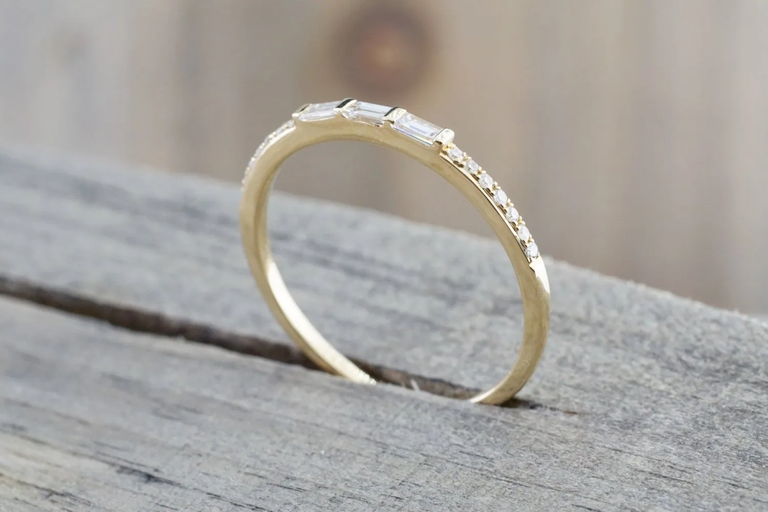 Gold Round And Baguette Cut Diamond Ring Wedding ASPBR010017