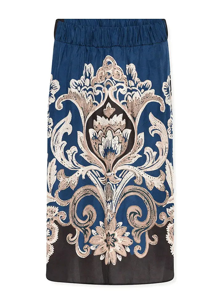 Gustav Gazel skirt 50553 Nederdel - Air Blue w. Brown Print