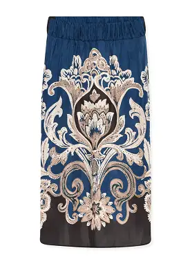 Gustav Gazel skirt 50553 Nederdel - Air Blue w. Brown Print