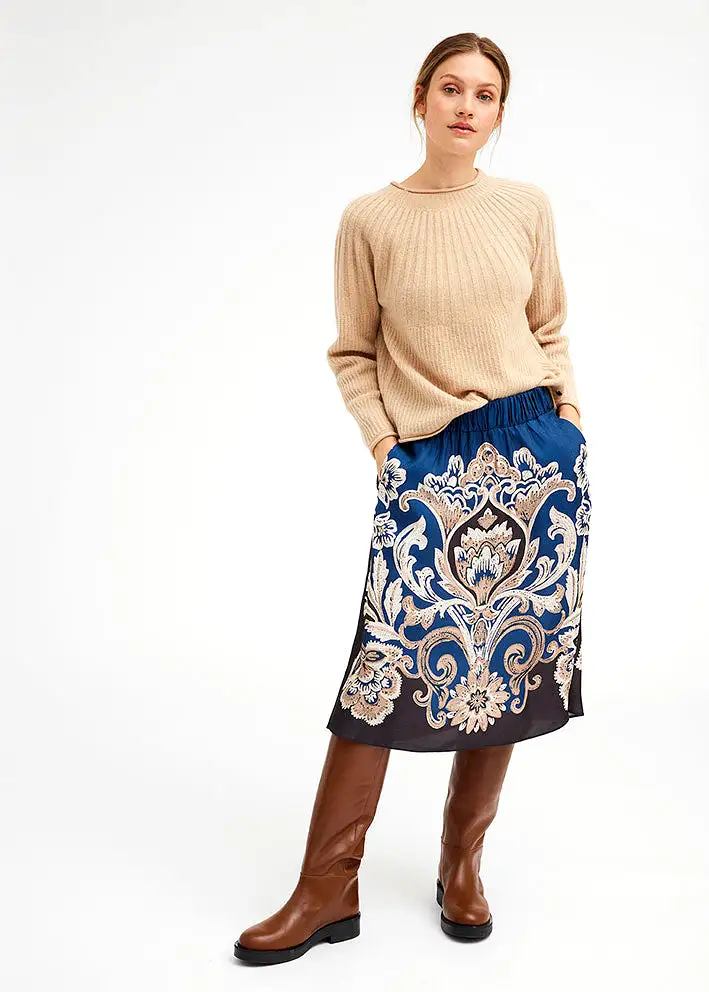 Gustav Gazel skirt 50553 Nederdel - Air Blue w. Brown Print