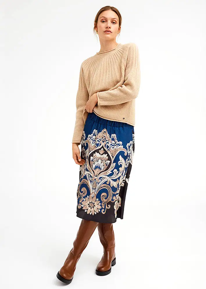 Gustav Gazel skirt 50553 Nederdel - Air Blue w. Brown Print