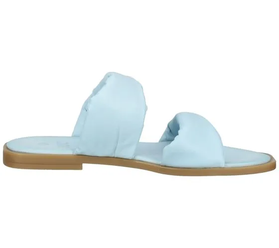 ILC Liberika women's mules, real leather sandals with twisted straps, summer shoes C45-3720-11 light blue