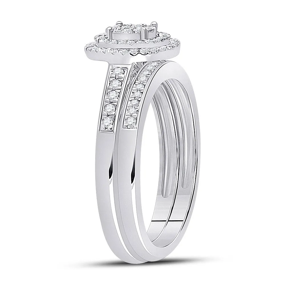 Keene Jewelers 10kt White Gold Round Diamond Bridal Wedding Ring Band Set 1/3 Cttw