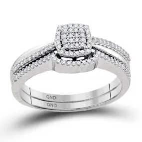 Keene Jewelers 10kt White Gold Round Diamond Bridal Wedding Ring Band Set 1/4 Cttw