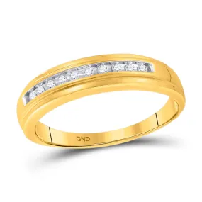 Keene Jewelers 10kt Yellow Gold Mens Round Diamond Single Row Channel-set Wedding Band Ring 1/8 Cttw