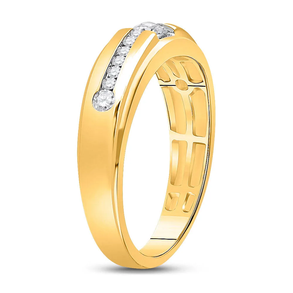 Keene Jewelers 10kt Yellow Gold Mens Round Diamond Solitaire Wedding Ring 1/2 Cttw