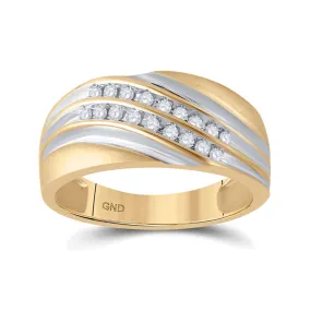 Keene Jewelers 10kt Yellow Gold Mens Round Diamond Wedding Band Ring 1/4 Cttw