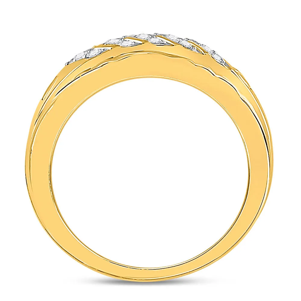 Keene Jewelers 10kt Yellow Gold Mens Round Diamond Wedding Band Ring 1/5 Cttw