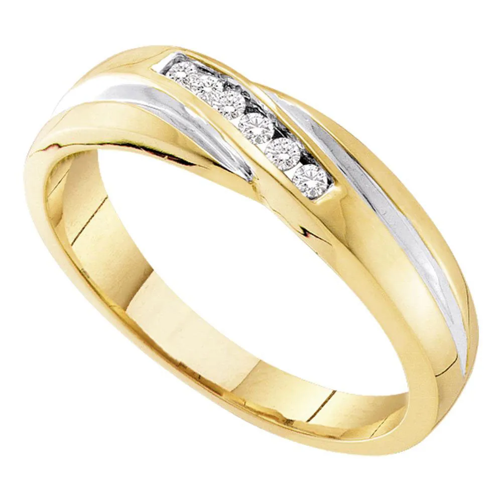 Keene Jewelers 10kt Yellow Gold Mens Round Diamond Wedding Band Ring 1/8 Cttw